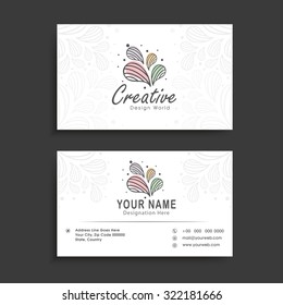 Stylish colorful floral decorated, horizontal business card, visiting card or name card set.
