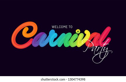 Stylish colorful lettering of Carnival party on black background can be used as poster or banner design.