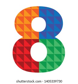 Stylish colorful low poly numbers design
