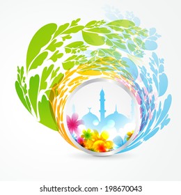 stylish colorful muslim mosque design illustration