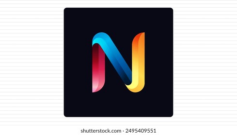 Stylish Colorful N Letter Monogram, Minimal Colorful Logo N Letter, N Character Logo Symbol