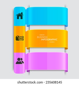 Stylish colorful paper layout of business infographic with 2.0 web icons on grey background.