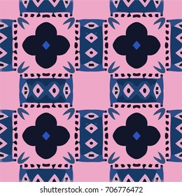 Stylish colorful pattern with black flowers