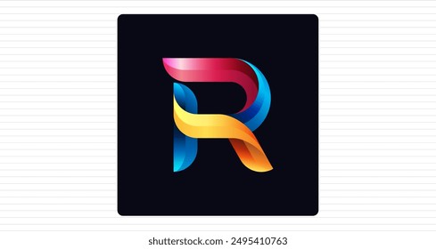 Stylish Colorful R Letter Monogram, Minimal Colorful Logo R Letter, R Character Logo Symbol