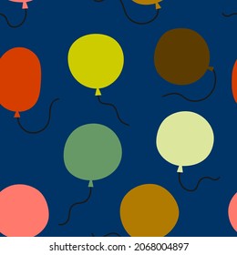 Stylish colorful seamless pattern with balloons. Perfect for kids fabric, textile, nursery wallpaper. Vector Illustration in minimalistic style.