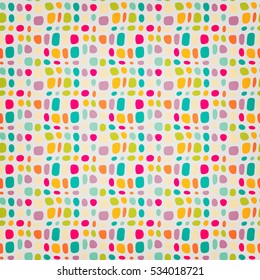 Stylish colorful seamless vector abstract background with wavy spots. Color  Mosaic print. Fractal canvas  illustration. 