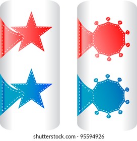 stylish colorful set of labels in the form of stars badges and stickers