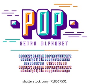 Stylish Colorful Stylized Retro Pop Art Font, Alphabet With Numbers, Upper And Lower Case Letters.