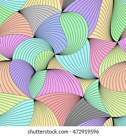Stylish colorful vector curled seamless pattern.