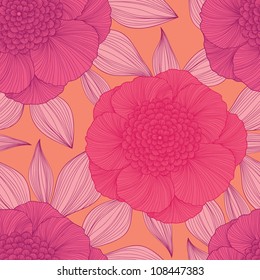 Stylish colorful vector floral pattern with beautiful flowers