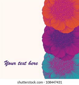 Stylish colorful vector floral pattern with beautiful flowers and text