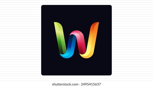 Stylish Colorful W Letter Monogram, Minimal Colorful Logo W Letter, W Character Logo Symbol