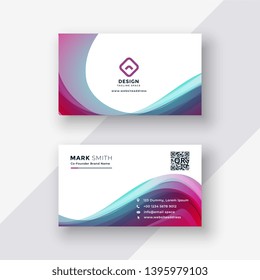 stylish colorful wavy business card design