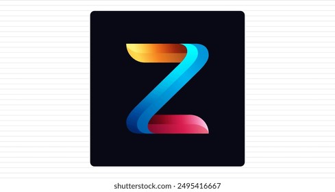 Stylish Colorful Z Letter Monogram, Minimal Colorful Logo Z Letter, Z Character Logo Symbol