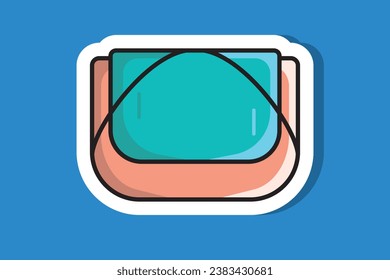 Stylish Colors Purse or Bag Sticker vector illustration. Beauty fashion objects icon concept. Female accessories, elegant purses sticker design logo with shadow.