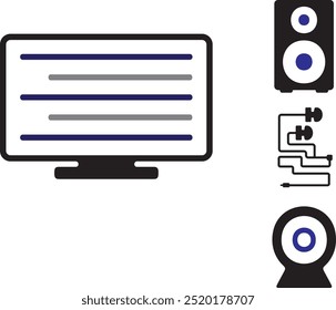 Coleção de ícones de computador elegante para interfaces modernas"