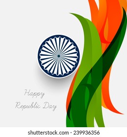 Stylish concept of Indian republic day background with ashoka wheel.