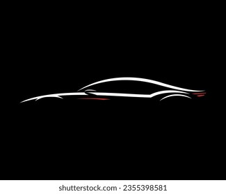 Stylish Concept Sport Car Silhouette in black background 