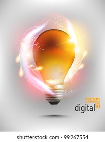 stylish conceptual digital light bulb idea design