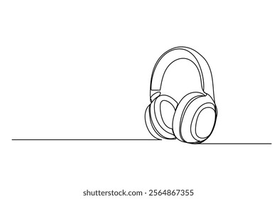 Stylish Continuous Line Drawing of Headphones
