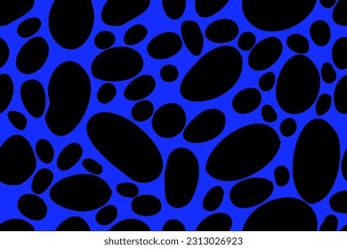 
Stylish, contrast, black and blue colors. Abstract spots, animal skin. Art. Trendy, fashionable, seamless vector pattern for design and decoration.