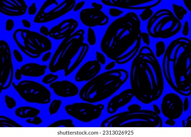 
Stylish, contrast, black and blue colors. Abstract spots, animal skin. Art. Trendy, fashionable, seamless vector pattern for design and decoration.