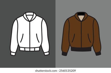 Stylish Contrast Bomber Jackets in White and Brown