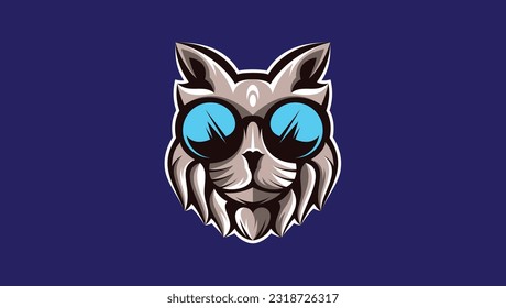Stilvolle coole Katzenkopflogo-Vorlage