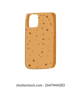 desenho animado caso de telefone de cortiça elegante. exclusivo protetor, vegan orgânico, à prova de choque flexível elegante cortiça telefone caso sinal. isolado símbolo vetor ilustração