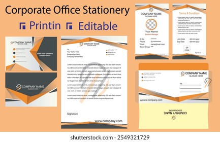 Stylish corporate office stationery mockup template for company promotion vector