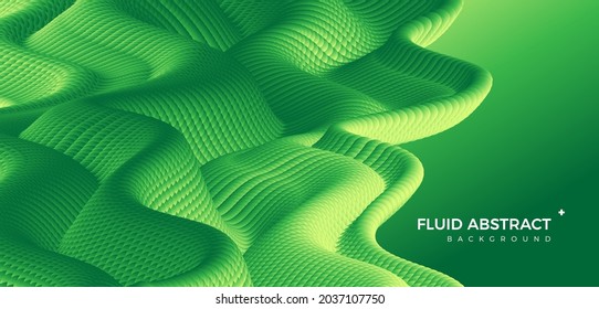 Stylish corrugated dynamic green fluid gradient abstract background