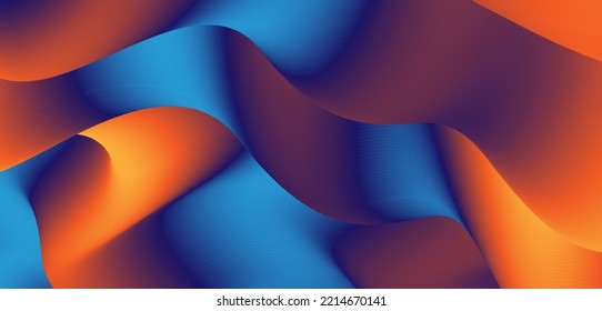 Stylish corrugated motion high-grade blue yellow orange mixed fluid gradient abstract background