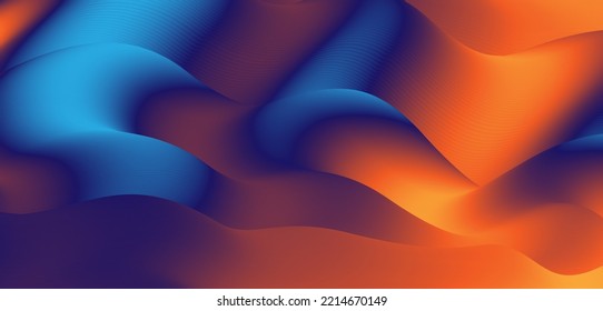 Stylish corrugated motion high  grade blue yellow orange mixed fluid gradient abstract background