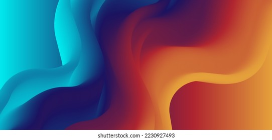 Elegante movimiento ondulado de alto grado rojo azul mezclado gradiente de fluido abstracto fondo
