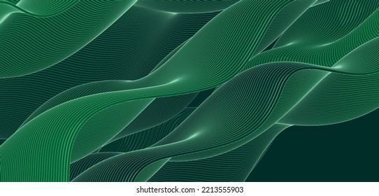 stylish corrugated motion line high-grade green mixed fluid gradient abstract background
