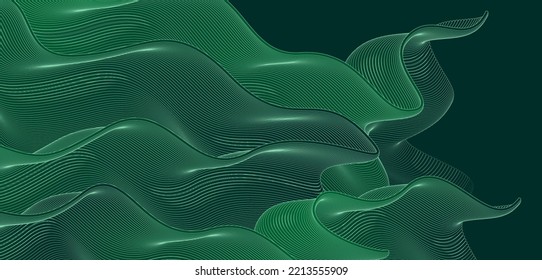 fondo abstracto elegante de la línea de movimiento corrugado de alto grado verde mezclado gradiente de fluido