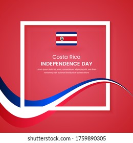 Stylish Costa Rica country independence day concept illustration with tricolors wave on classic greeting background