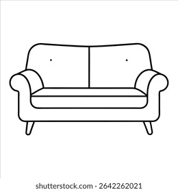 Ilustración elegante del sofá en estilo continuo del dibujo del arte de la línea que captura la forma y la función con la simplicidad artística perfecta para la promoción moderna del diseño interior