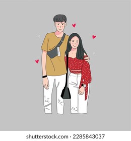 stylish couple vector graphic design for fashion