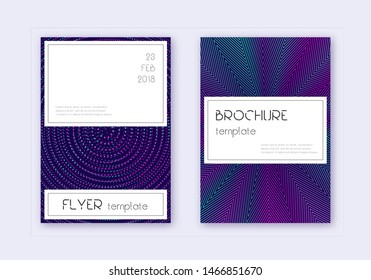 Stylish cover design template set. Neon abstract lines on dark blue background. Fetching cover design. Dramatic catalog, poster, book template etc.