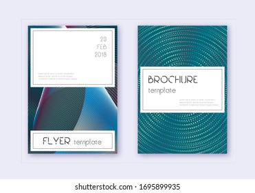 Stylish cover design template set. Red white blue abstract lines on dark background. Fine cover design. Precious catalog, poster, book template etc.