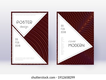 Conjunto de plantillas de diseño de portada elegante. Líneas abstractas naranjas sobre fondo de color rojo. Diseño de portada de diseño. Catálogo sorprendente, afiche, plantilla de libro, etc.