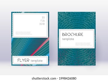 Stylish cover design template set. Red abstract lines on white blue background. Fine cover design. Indelible catalog, poster, book template etc.