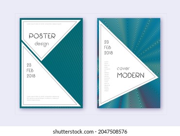 Stylish cover design template set. Red white blue abstract lines on dark background. Fascinating cover design. Dramatic catalog, poster, book template etc.