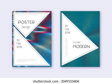 Stylish cover design template set. Red white blue abstract lines on dark background. Fascinating cover design. Delightful catalog, poster, book template etc.