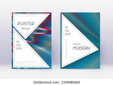 Stylish cover design template set. Red abstract lines on white blue background. Fascinating cover design. Beauteous catalog, poster, book template etc.