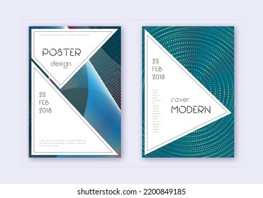 Stylish cover design template set. Red white blue abstract lines on dark background. Fascinating cover design. Eminent catalog, poster, book template etc.