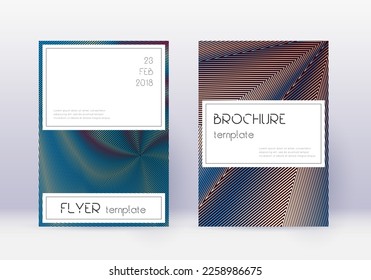 Conjunto de plantillas de diseño de portada elegante. Líneas abstractas rojas sobre fondo azul blanco. Diseño de portada fina. Gran catálogo, afiche, plantilla de libro, etc.