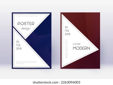 Stylish cover design template set. Violet abstract lines on dark background. Fascinating cover design. Likable catalog, poster, book template etc.