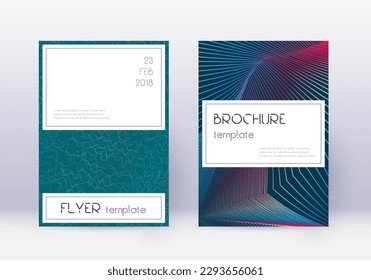 Conjunto de plantillas de diseño de portada elegante. Líneas abstractas rojas sobre fondo azul blanco. Diseño de portada fina. Catálogo, afiche, plantilla de libro, etc.